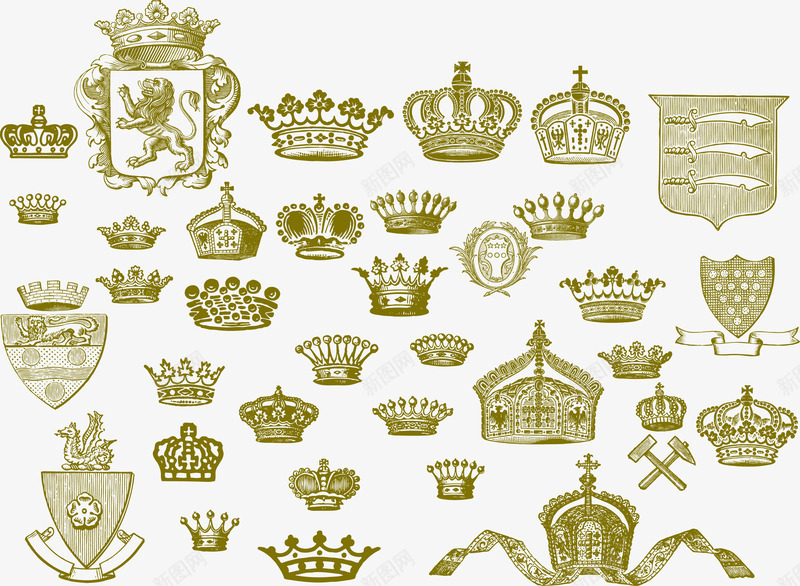 欧洲皇室王冠矢量图ai免抠素材_新图网 https://ixintu.com 复古 流行 装饰 矢量图