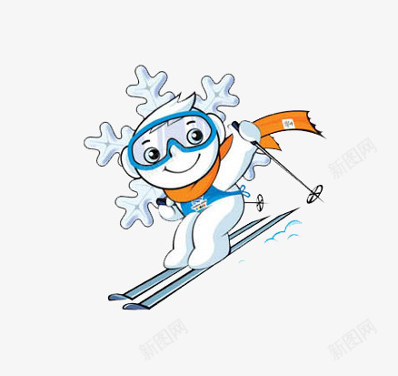 卡通滑雪的雪花png免抠素材_新图网 https://ixintu.com 冬天 滑雪 雪地 雪花