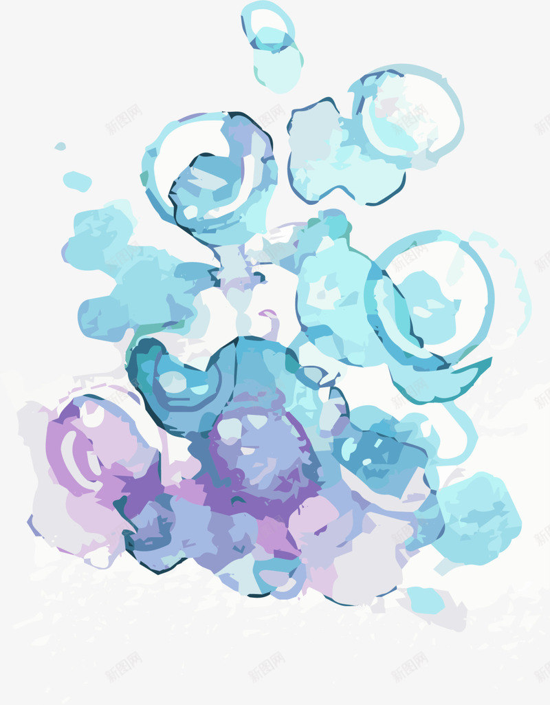 水彩蓝色美丽气泡png免抠素材_新图网 https://ixintu.com 气泡 水彩 泡泡 涂鸦 画画 绘画 美术 颜料