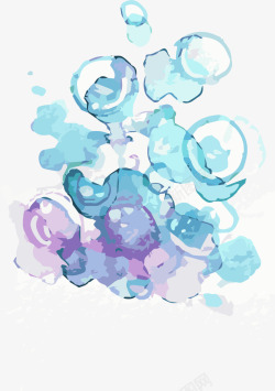 绘画颜料水彩蓝色美丽气泡高清图片