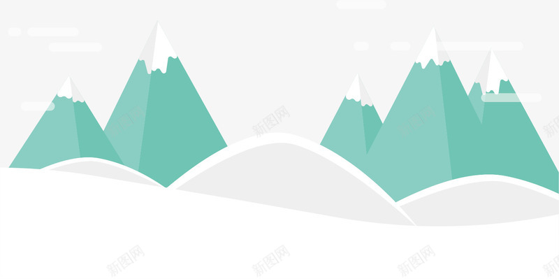 美丽的雪山矢量图ai免抠素材_新图网 https://ixintu.com 不规则图形 冬天 唯美 大自然 季节 白色 蓝绿色 矢量图