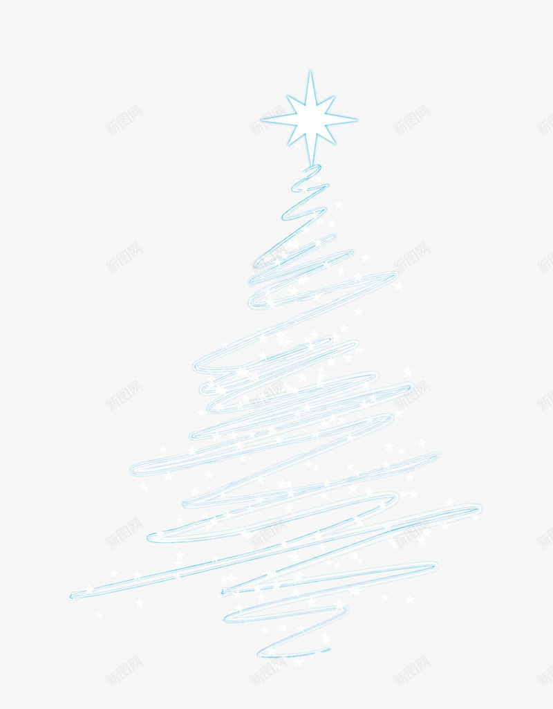 蓝色线条圣诞树png免抠素材_新图网 https://ixintu.com winter 冬天 冬季 圣诞节 寒冬 树木 蓝色圣诞树