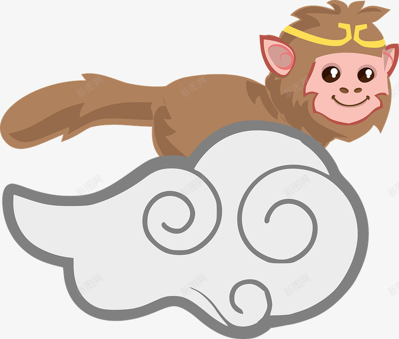 在云朵上的猴子png免抠素材_新图网 https://ixintu.com 免费png 卡通 快乐 美猴王 飞行