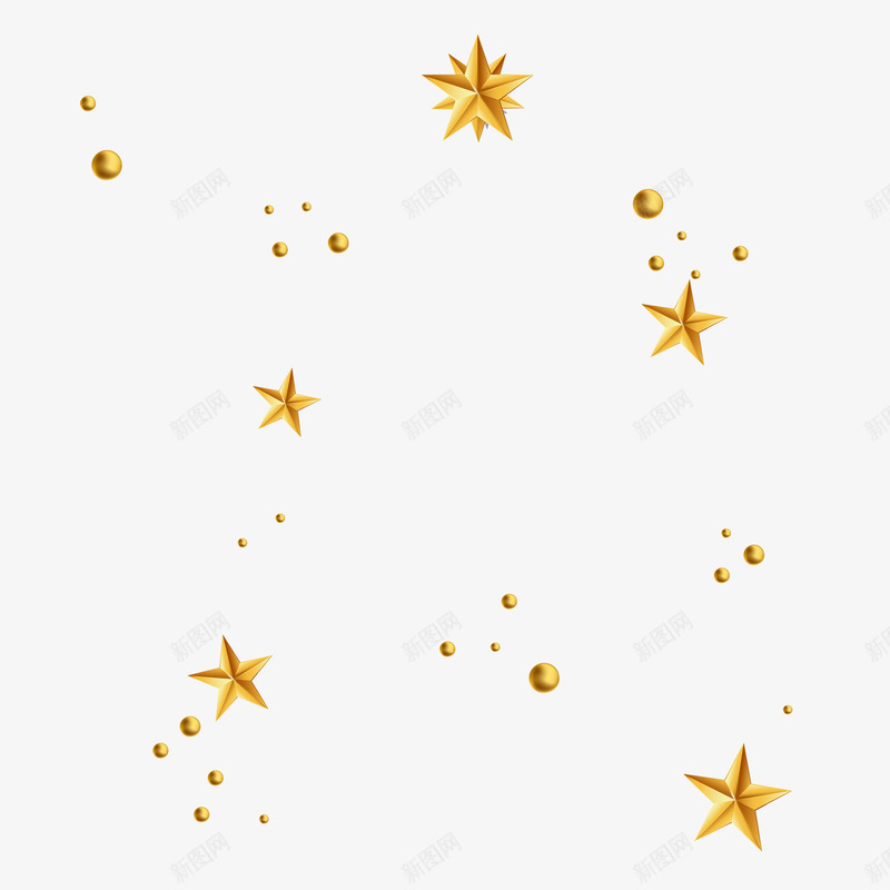 金色星星圣诞节新年元旦装饰png免抠素材_新图网 https://ixintu.com 几何 圣诞节 圣诞节常用素材 新年 星星 星星动画 波点 漂浮 点缀 立体 装饰 金色
