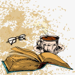 咖啡喝书籍素材