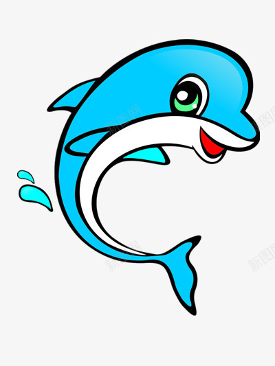开心的海豚png免抠素材_新图网 https://ixintu.com 卡通 可爱 微笑 蓝色