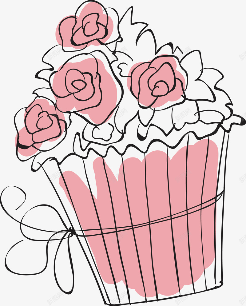 创意蛋糕简笔画png免抠素材_新图网 https://ixintu.com 婚庆装饰 粉色 纸杯蛋糕 花朵