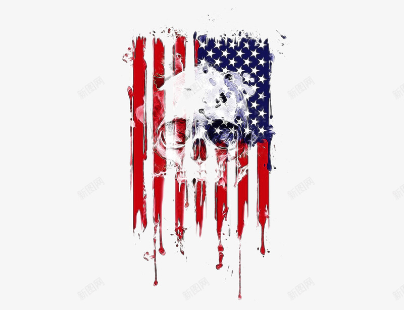 美国国旗与骷髅头png免抠素材_新图网 https://ixintu.com 创意骷髅头 卡通骷髅头 国旗