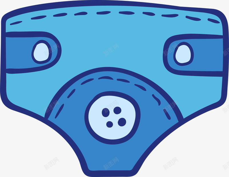 蓝色手绘婴儿纸尿裤png免抠素材_新图网 https://ixintu.com 婴儿用品 尿不湿 手绘 矢量图案 纸尿裤