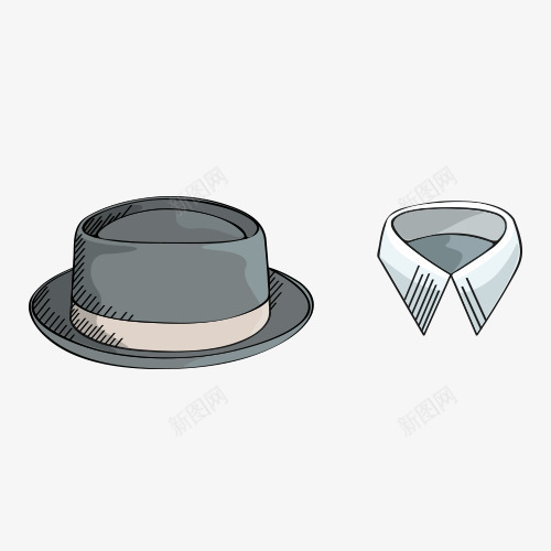 绅士帽与衣领png免抠素材_新图网 https://ixintu.com 帽子 爸爸帽子 男士帽子 绅士帽 衣领