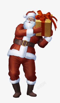 红黄蓝礼盒立体插图圣诞节圣诞老人圣诞礼物圣诞夜高清图片