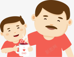 笑脸咖啡父亲节爸爸和儿子高清图片