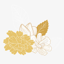 线性花朵金色花朵装饰矢量图高清图片