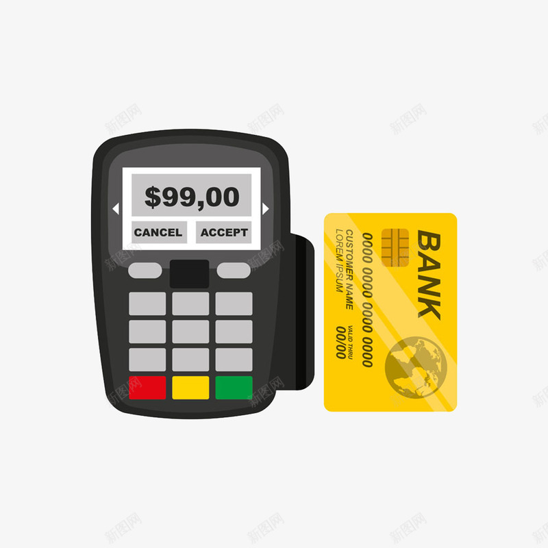 手绘刷卡机png免抠素材_新图网 https://ixintu.com pos机 信用卡 卡通 扫码 银行卡