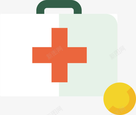 红十字医疗箱黄色药片医疗医药小矢量图图标图标
