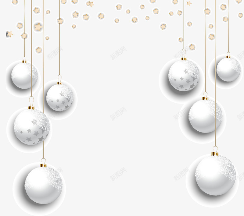 白色圣诞球矢量图ai免抠素材_新图网 https://ixintu.com 挂饰圣诞节图片素材 白色圣诞球 矢量素材 金色五角星 雪花 矢量图