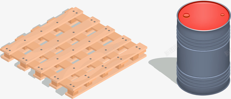 手绘木板和油桶png免抠素材_新图网 https://ixintu.com 手绘 木板 油桶 置物板 装饰 铁皮油桶