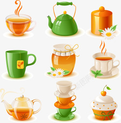 咖啡和茶精美卡通饮品饮具高清图片