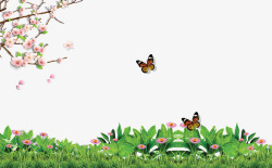 绿叶桃花春季海报背景效果高清图片