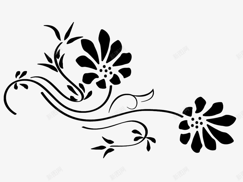 黑白植物线条png免抠素材_新图网 https://ixintu.com 布料印花 素描 线条 贴纸图案 面料印花 黑白植物线条