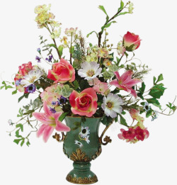 盆栽鲜花笔刷花瓶与花卉高清图片