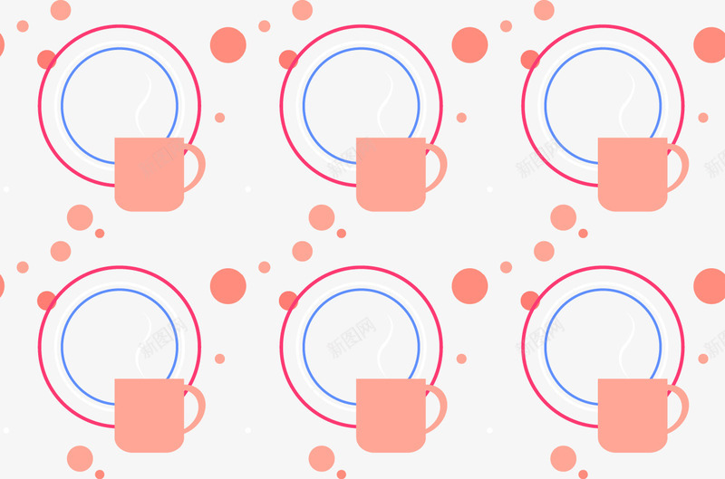 花纹底纹矢量图ai免抠素材_新图网 https://ixintu.com 元素 卡通 咖啡杯 图案 圆 墙纸 布花 底纹 杯子 碟子 素材 花布图案 花纹 装饰 设计 矢量图
