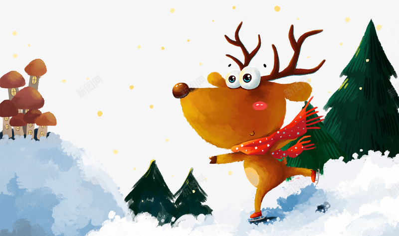 圣诞麋鹿装饰卡通psd免抠素材_新图网 https://ixintu.com 卡通手绘 圣诞节 圣诞装饰 插画 装饰图案 麋鹿