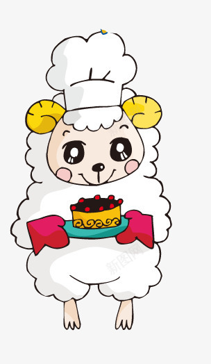 羊厨师做蛋糕png免抠素材_新图网 https://ixintu.com 动物 卡通 厨师 手绘 生物 羊 蛋糕
