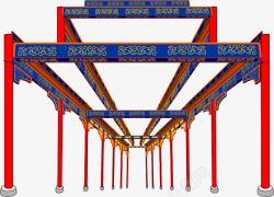 清朝建筑北京颐和园的长廊柱子高清图片