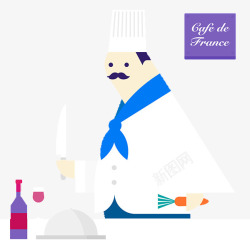 扁平化法国厨师素材