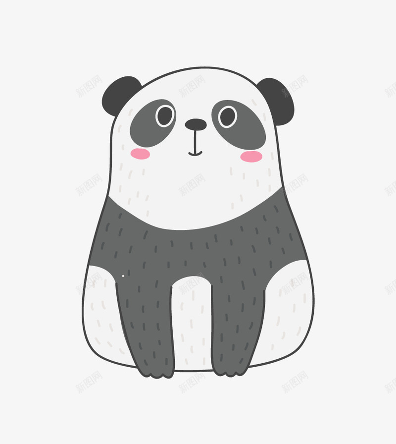手绘熊猫png免抠素材_新图网 https://ixintu.com 动物 可爱的 国家保护 毛发 熊猫 眼睛 黑白色