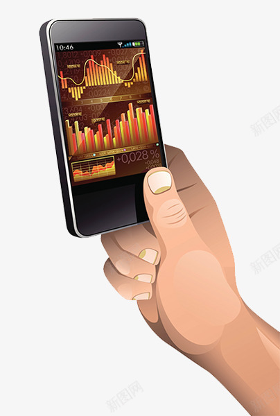 股票指数分析png免抠素材_新图网 https://ixintu.com 人拿手机 数据 智能 股票