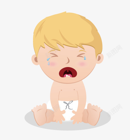 婴儿png免抠素材_新图网 https://ixintu.com 哭泣的小孩 纸尿裤 金色男孩