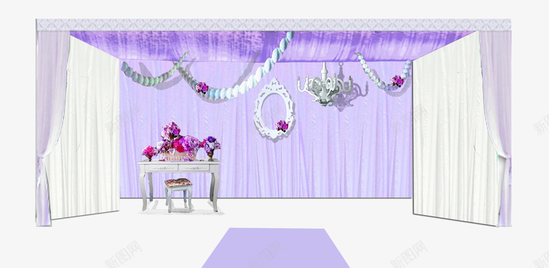 婚礼紫色签到台png免抠素材_新图网 https://ixintu.com 婚庆 婚礼布置 婚礼签到台 桌子 紫色