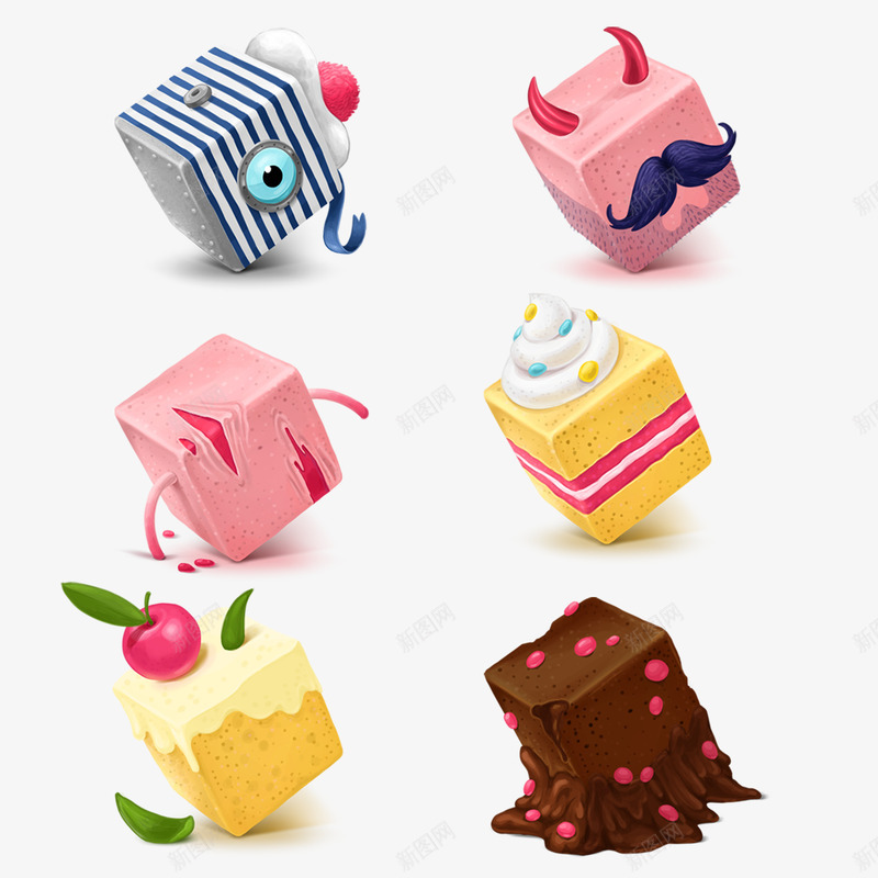 方形蛋糕psd免抠素材_新图网 https://ixintu.com 可爱 甜点 立体 蛋糕