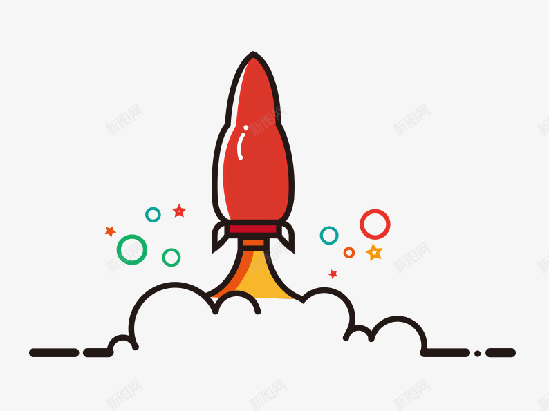 飞行的火箭png免抠素材_新图网 https://ixintu.com 上升 卡通火箭 火箭 火箭图片 烟雾