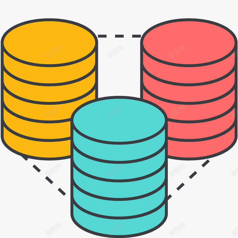 数据库连接图标元素矢量图ai_新图网 https://ixintu.com 图标 数据库 数据库图标 数据库连接 矢量图标 矢量图