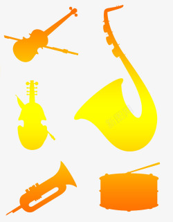 黄色军号乐器插画高清图片