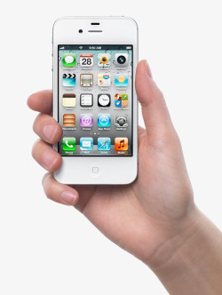 白色的手机手握苹果手机高清图片
