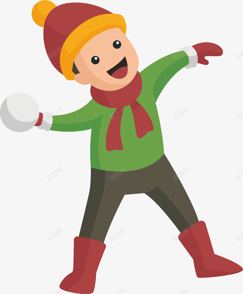 投掷雪球的孩子png免抠素材_新图网 https://ixintu.com 冬天 冬天打雪仗 开心的孩子 打雪仗 投掷雪球 矢量png