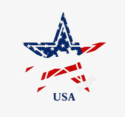美国国旗底纹五角星素材