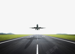 飞机跑道背景跑道上起飞的客机摄影高清图片