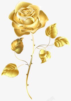 一朵黄色玫瑰金箔玫瑰花高清图片