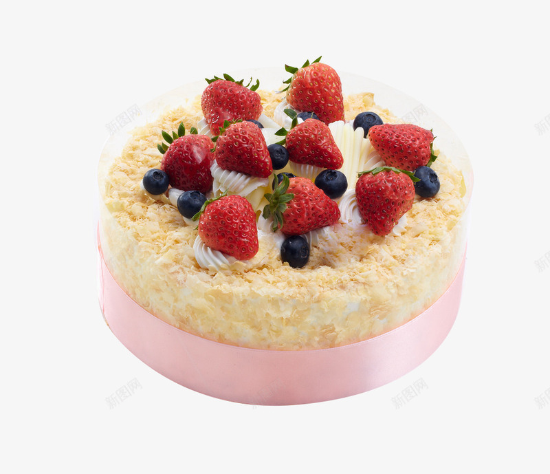 草莓蛋糕png免抠素材_新图网 https://ixintu.com 奶油 水果装饰 甜品蛋糕 粉色