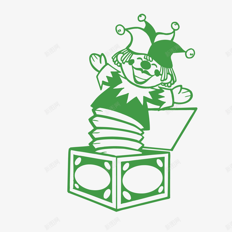 绿色线描卡通小丑png免抠素材_新图网 https://ixintu.com joker 小丑 绿色小丑 节日 节目单 表演 马戏团
