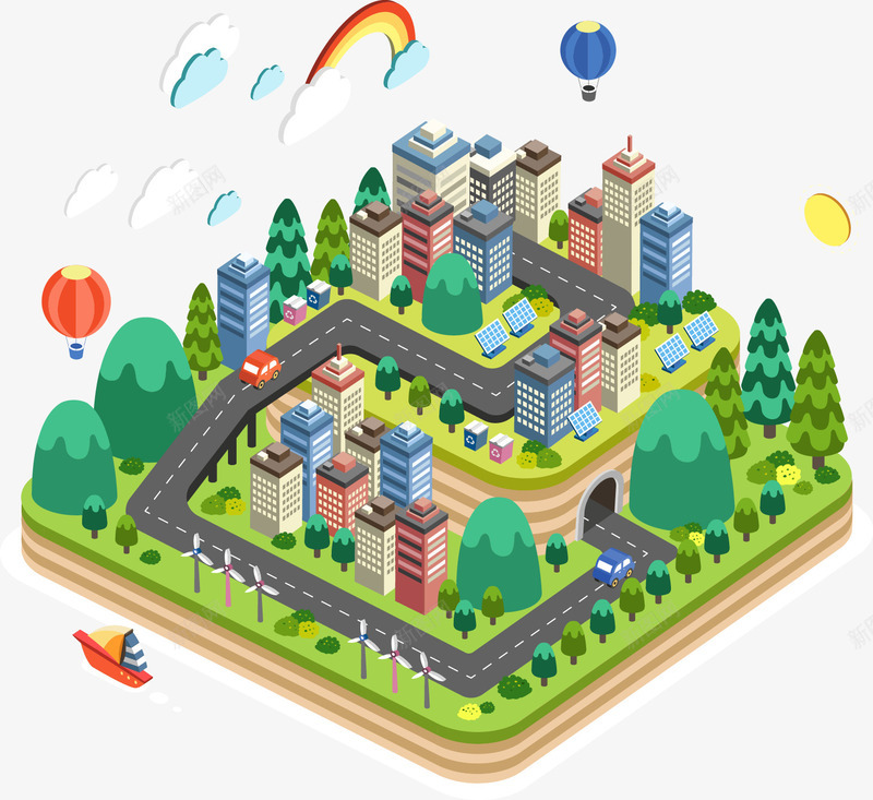 城市规划图png免抠素材_新图网 https://ixintu.com 城市 绿色 规划图