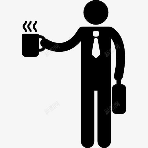 办公室人员剪影与咖啡杯图标png_新图网 https://ixintu.com 人的剪影 办公室 咖啡饮用 喝 工人