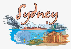 手绘澳大利亚悉尼城市素材