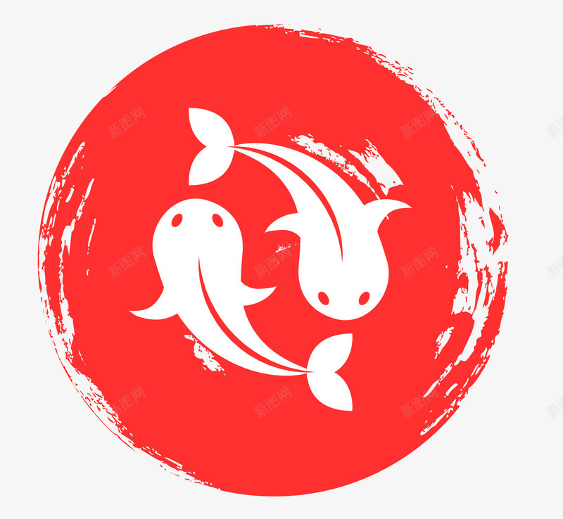 圆形日本元素图标png_新图网 https://ixintu.com EPS 图标 日式元素 日本底纹 鱼
