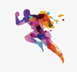 人物人体油画马拉松跑步彩色矢量图高清图片